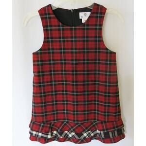 FLORENCE EISEMAN Plaid  Dress Size 4 Girls Tartan Wool Blend Red/Black Christmas